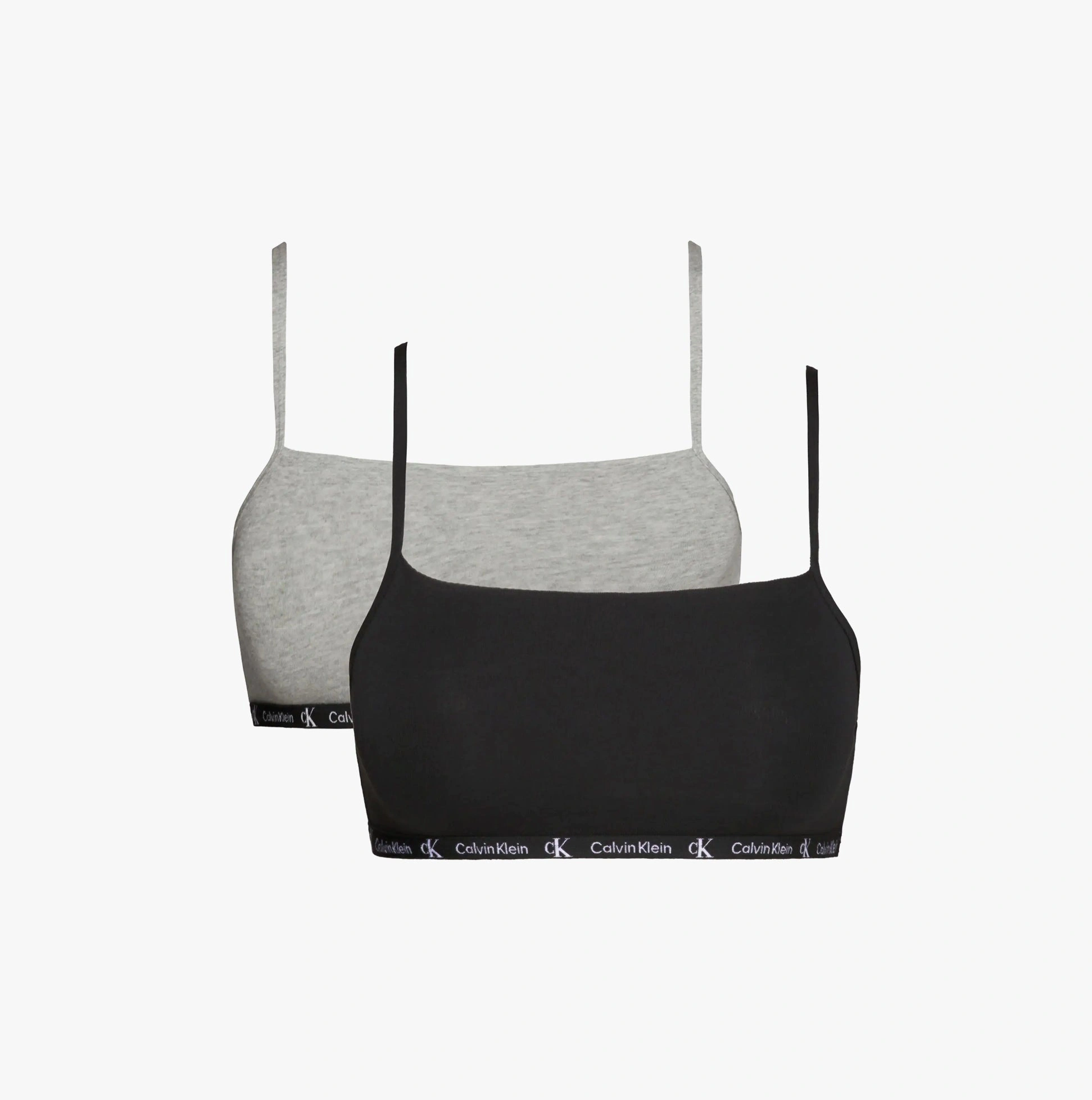 Calvin Klein 90s Heathered Cotton Bralette – Effortless Black & Grey Charm.